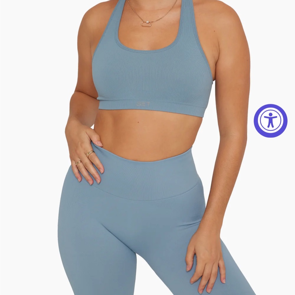 SET ACTIVE racer back bra and sculptflex leggings in color Steel